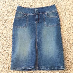 TopShop Moto dark wash denim skirt